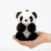 Breloc panda pufos, breloc panda umplut cu blană de nurcă 100% reală, breloc cu pluș panda