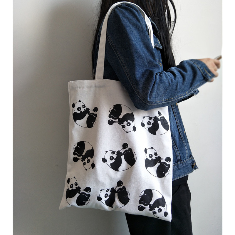 geometric animal Fashion tote bag eco friendly tote natural cotton tote modern animal panda bear panda artwork panda illustration