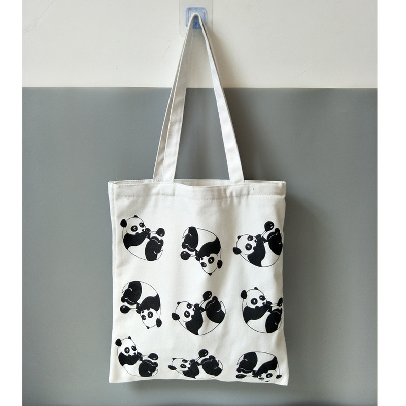 Panda Canvas Bag, Panda Tote Bag, Eco Friendly Panda Shopping Bags