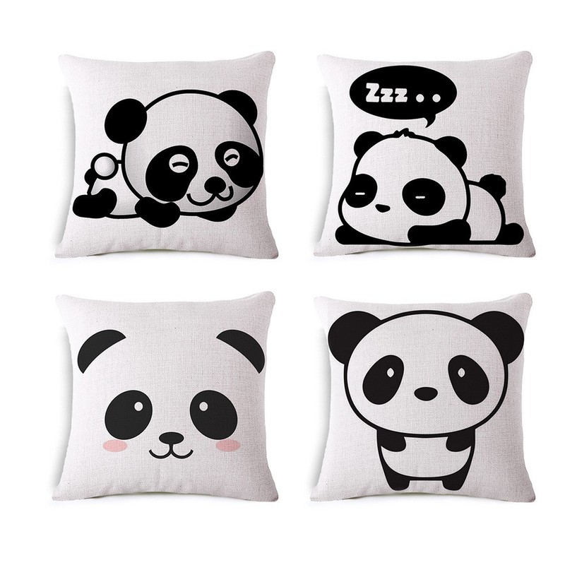 18x18 inch Cute Panda Square Throw Pillow Cases Sofa Cushion Covers