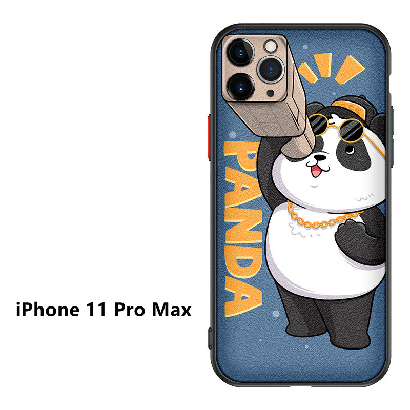 brysomme projektor lyse Panda Case for iPhone 11/12, PU Leather Telescope Panda iPhone Case