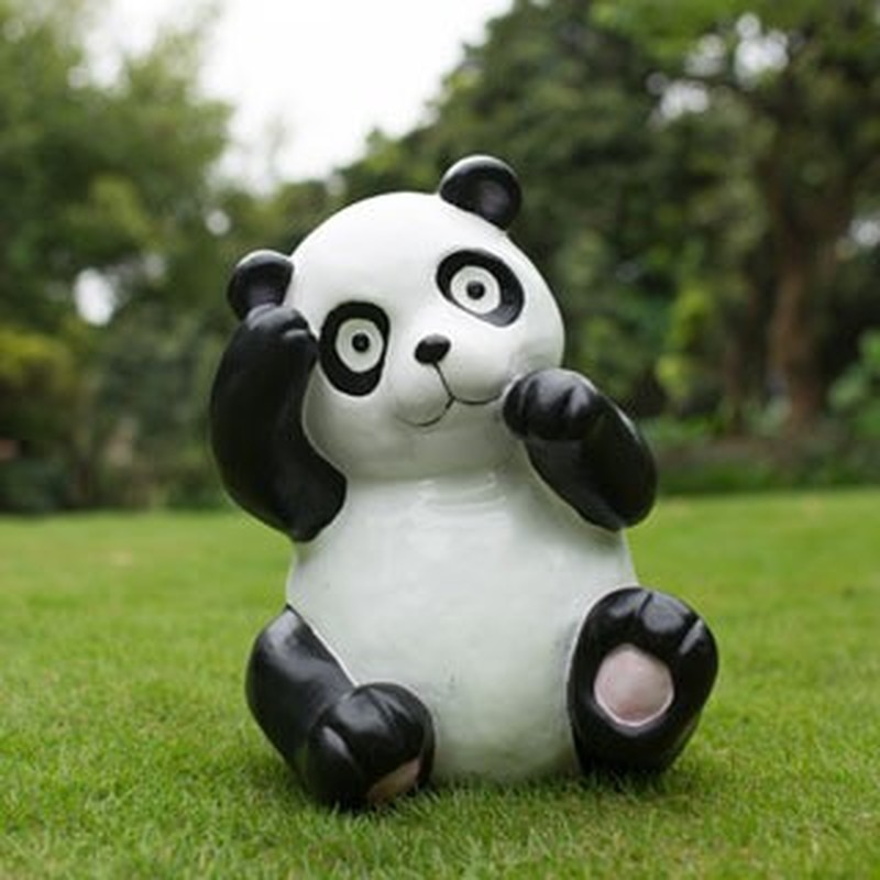 Garden Weatherproof Giant Panda Statue,Outdoor Black and White Bear Animal  Figurines,Wild Life Sculptures Ornaments,for Lawn Yard Patio Decoration,A
