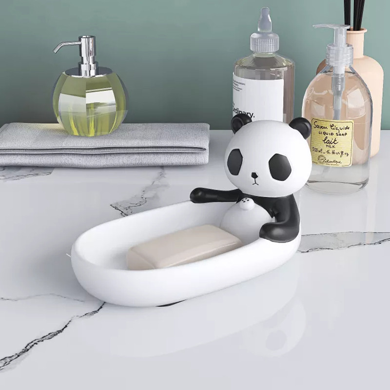 Panda Soap Tray Home Decor Panda Statue Bathroom Soap Holder