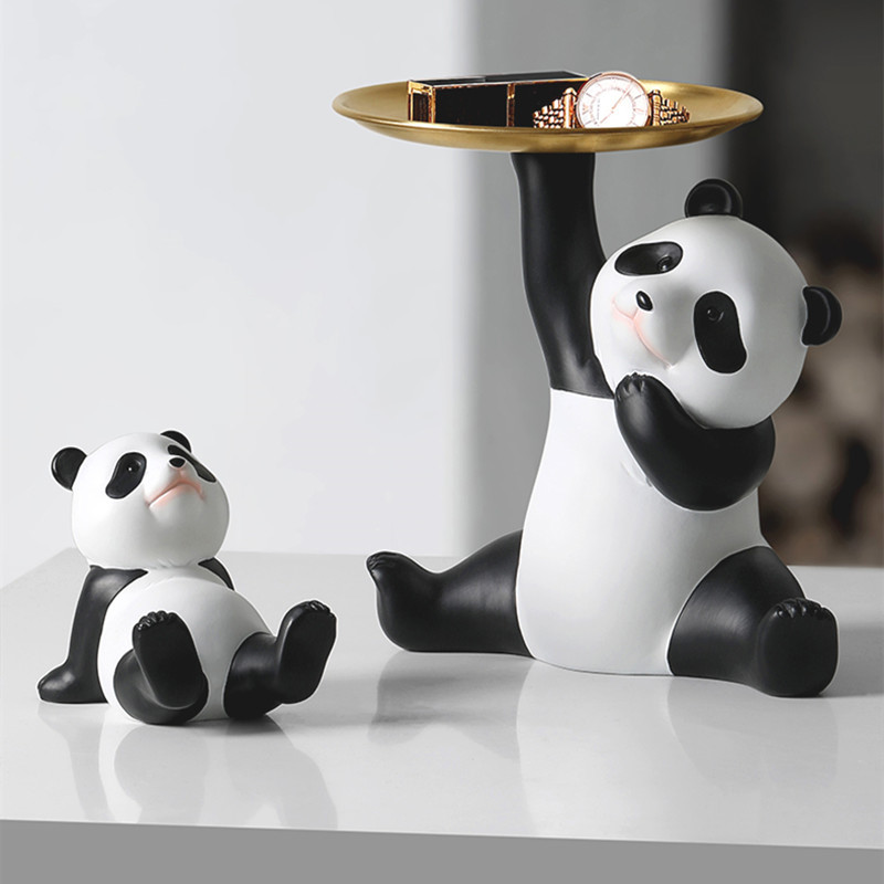 Panda Home Decor Tray Decoration for Statue Panda Table with