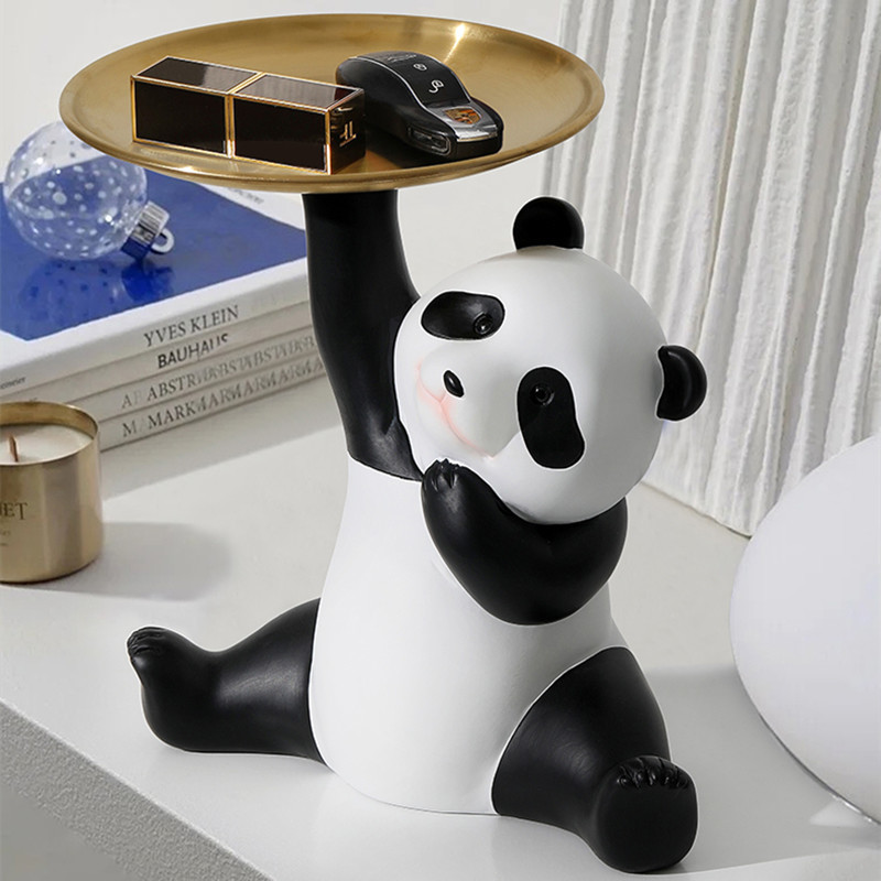 for Decor Home Panda Tray Table Panda with Statue Decoration