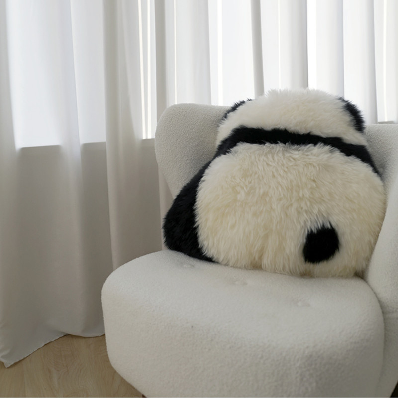 rand Medisch mannetje Panda Plush Pillow 100% Real Fur and Leather Panda Pillow and Cushion