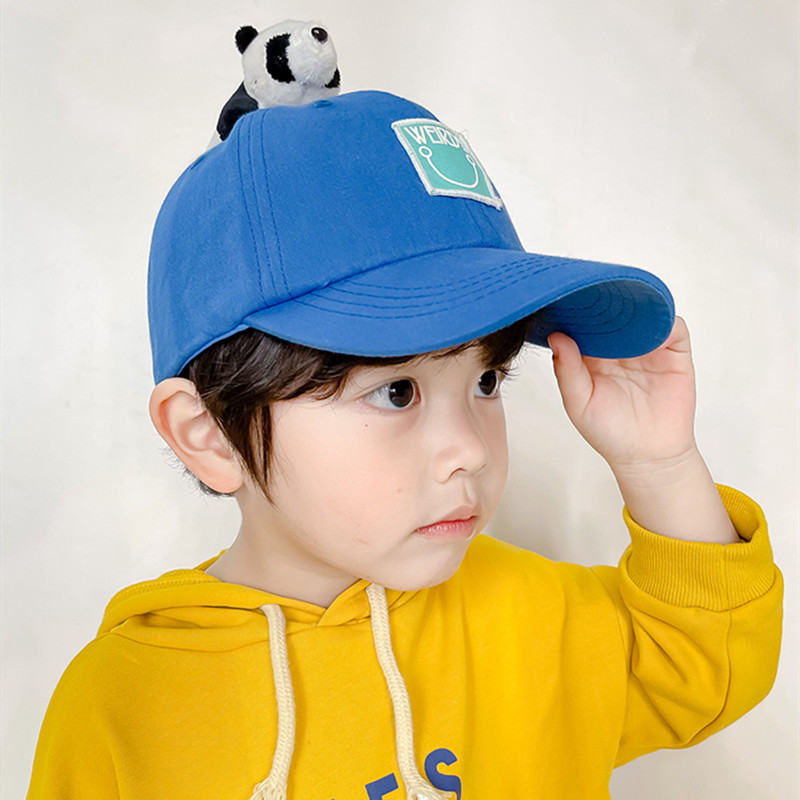 Baseball Hat for Kid Age 3-8 Blue Baseball Cap with Panda