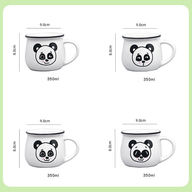Panda Coffee Mug Set with Stand 12 Oz Set of 4 Coffee Mugs with Stand