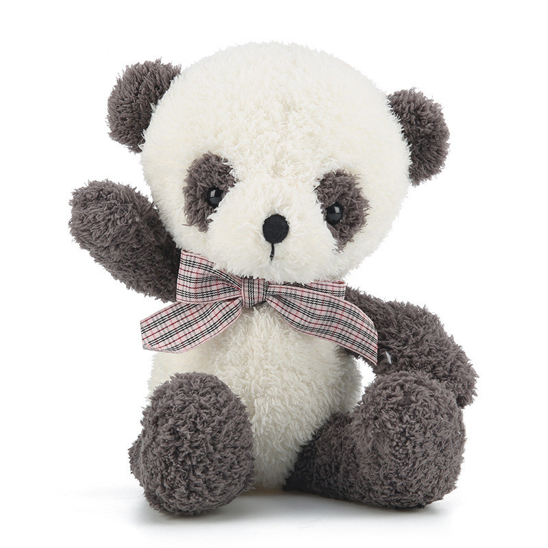 Panda Teddy Bear with Plaid Bow 12 Inches Panda Soft Toy