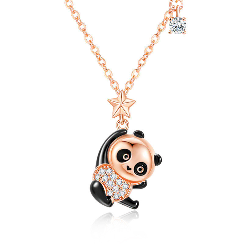 Panda Necklace | Pendant | Bamboo | Cloisonne Jewelry