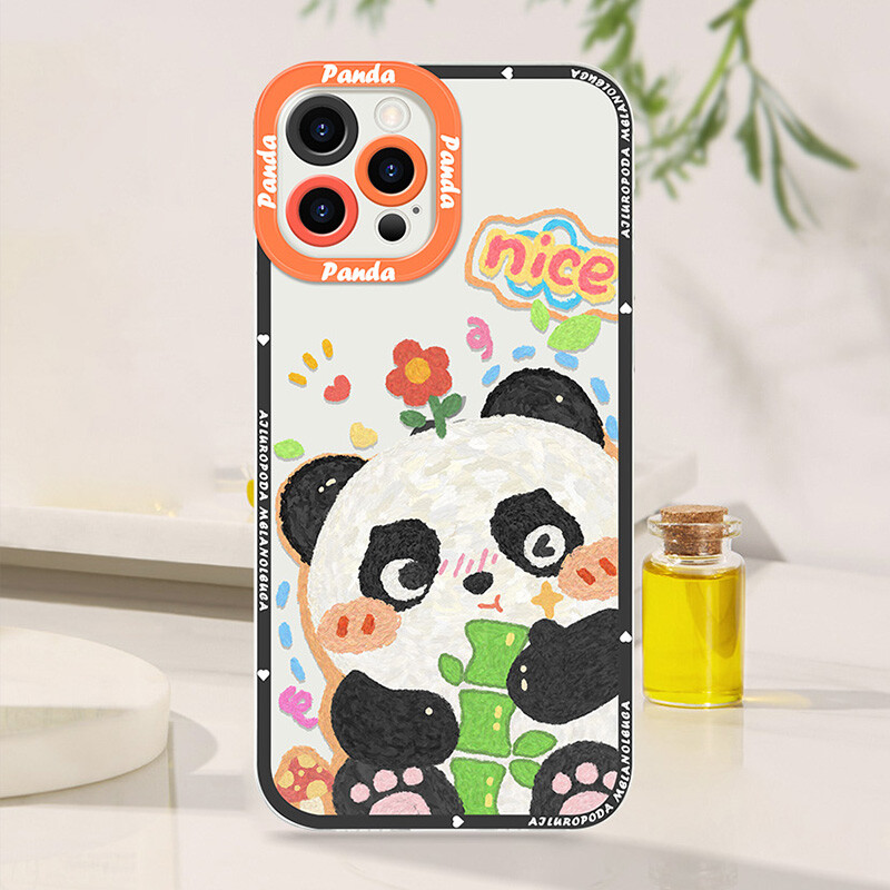 Panda iPhone etui, blødt silikone tegneserie Panda etui til iPhone