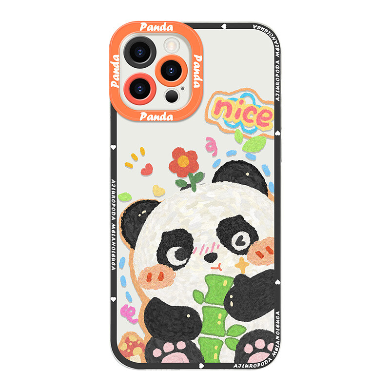 Panda iPhone Case, Soft Silicone Cartoon Panda Case para iPhone