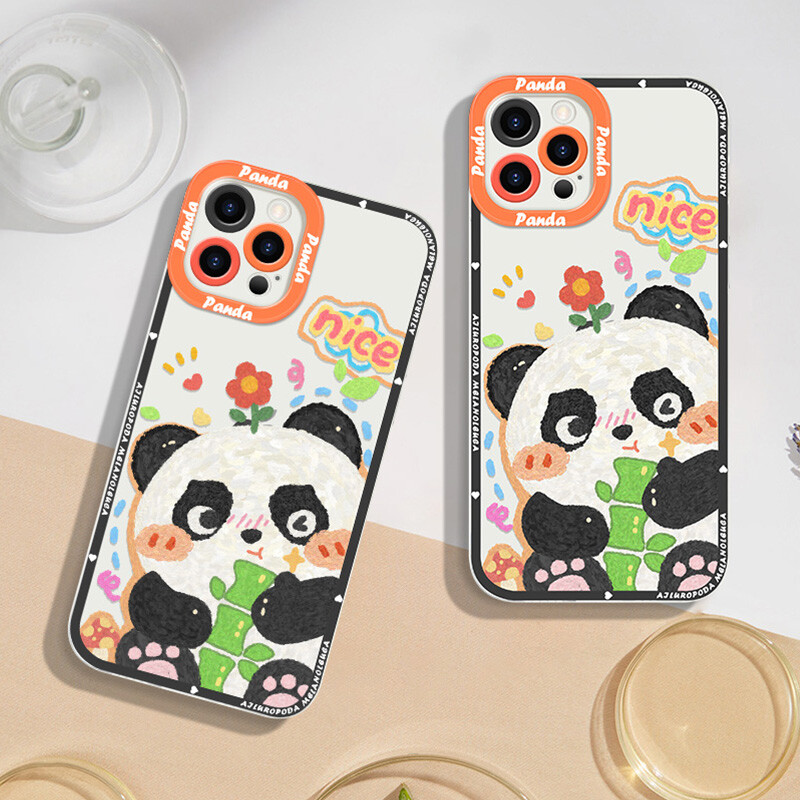 Panda iPhone etui, blødt silikone tegneserie Panda etui til iPhone