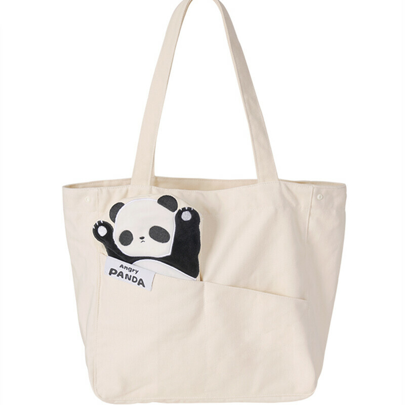 slag Videnskab Bekræfte Canvas Tote Bag with Detachable Panda Crossbody Pouch