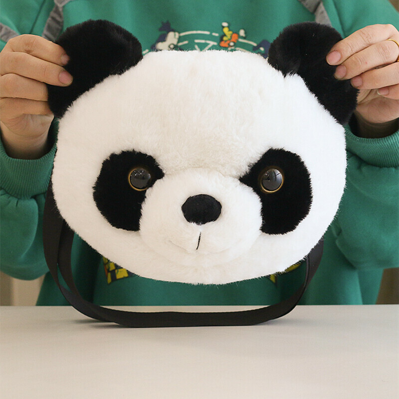 Wereldwijd laser Draad Panda Crossbody Bag 3D Panda Head Stuffed Animal Bag for Essentials