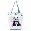 Panda Skuldertaske til kvinder, Sød tegneserie Panda Canvas Skuldertasker Dame, Canvas Tote Bag til kvinder