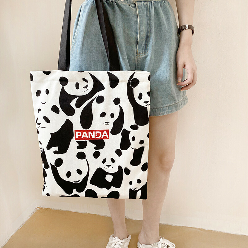 Panda Shoulder Bag Cute Panda Canvas Tote Bags in 3 Sizes
