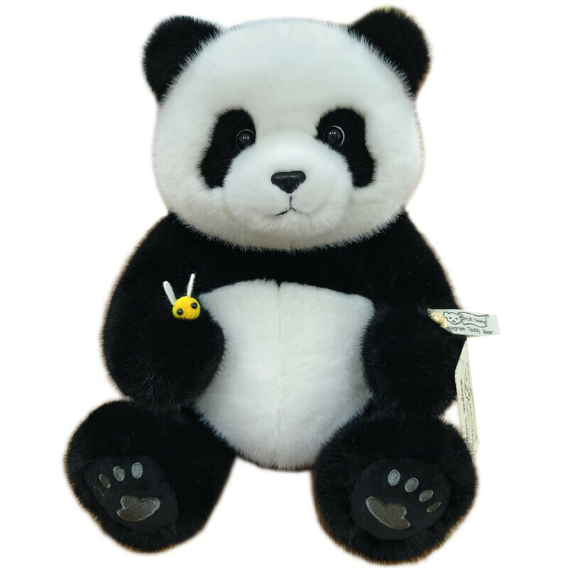 Panda Bear Plush: Handmade, Soft & Huggable with Bee Design - 2 Sizes