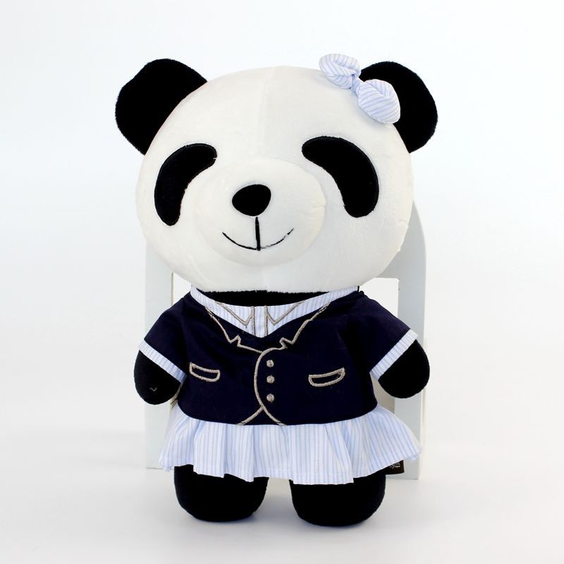 Panda Stuffed Animals, British Style Couple Panda Plush Toys, Creative Panda Toys for Wedding Gifts/ Valentine's Gift
