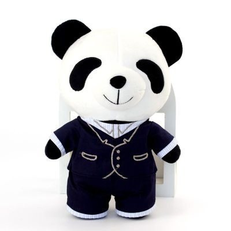 Panda-Kuscheltiere, Paar-Panda-Plüschtiere im britischen Stil, kreatives Panda-Spielzeug für Hochzeitsgeschenke / Valentinstagsgeschenk