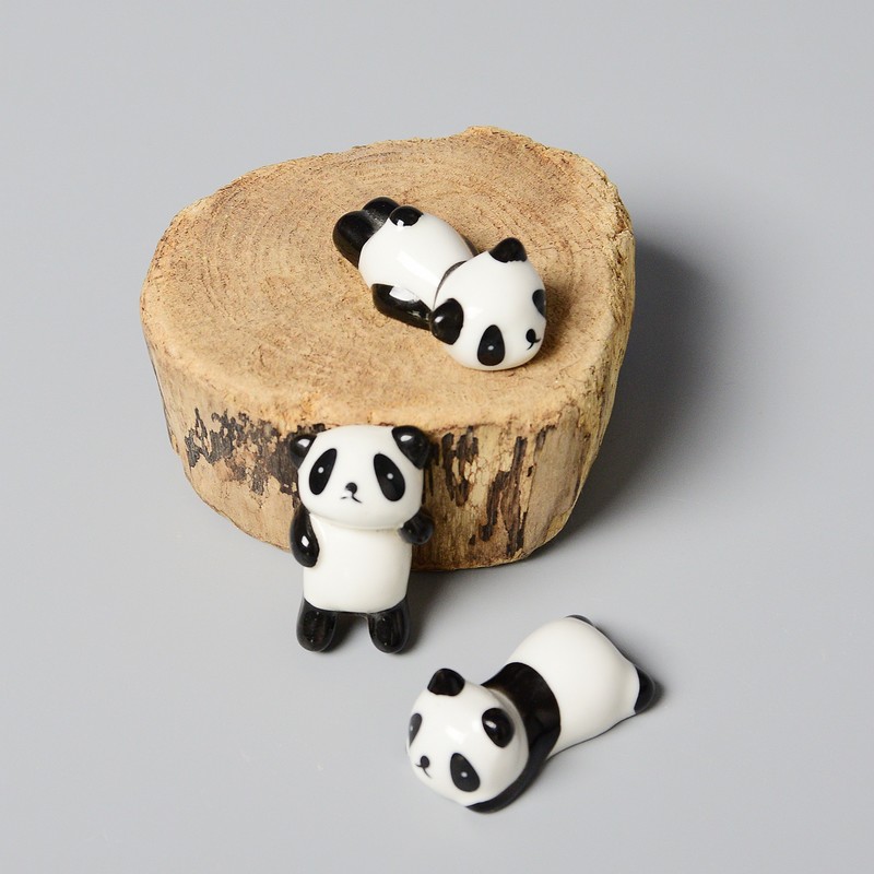 TM VANCORE 8 Pcs Set Creative Cute Panda Ceramic Chopsticks Rest Stand Rack 