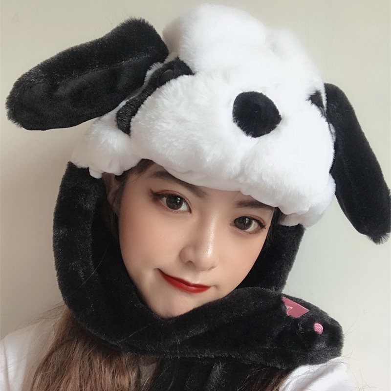 Jumping Panda Ear Hat, Panda Hat with Paws, Funny Fluffy Panda Hat