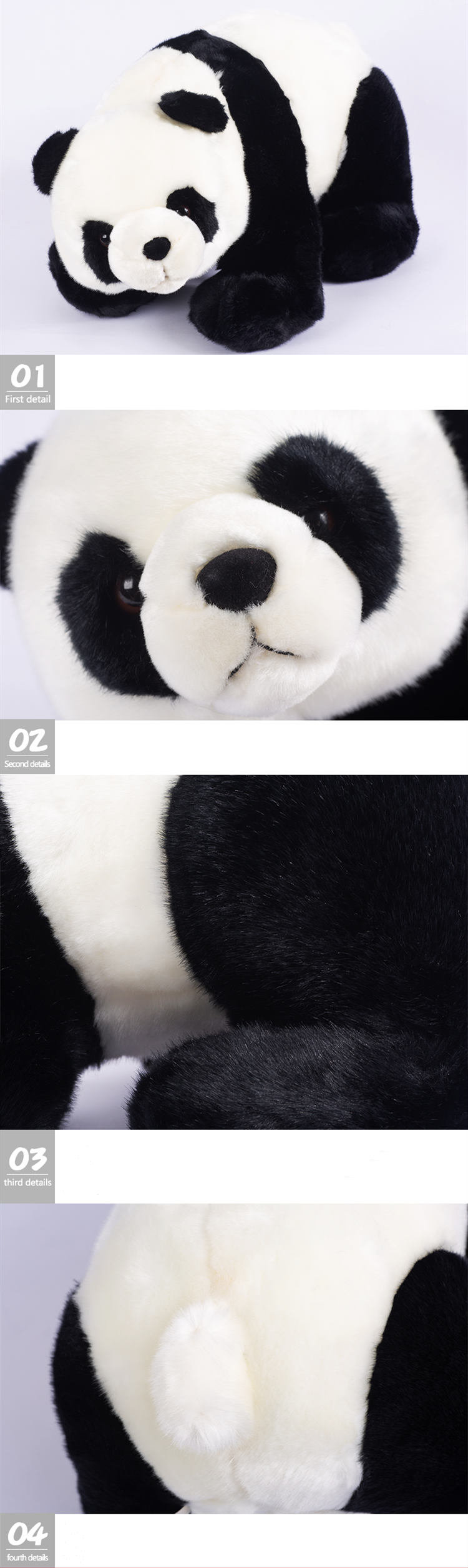 Umplut panda realist, jucărie de pluș cu panda care se plimbă asemănătoare