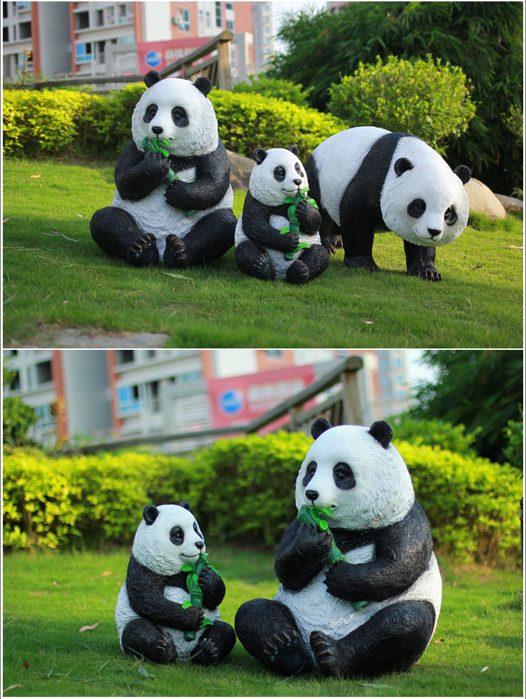 Panda statues set family