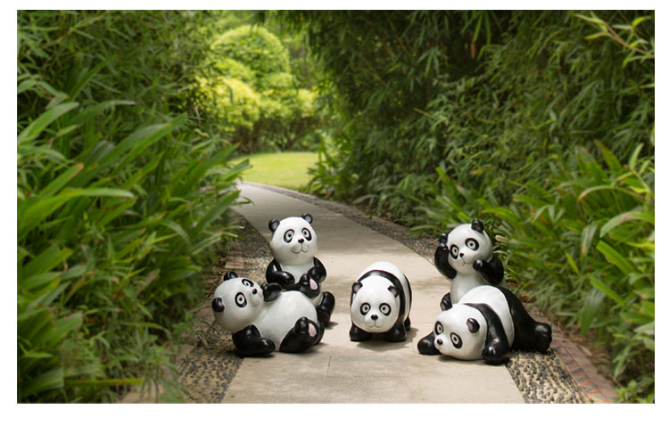 Résine Jardin Sculpture Décoration 5 Panda Cubs Statues ensemble 